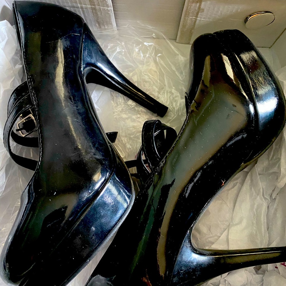 Black Mary Jane strap heels
